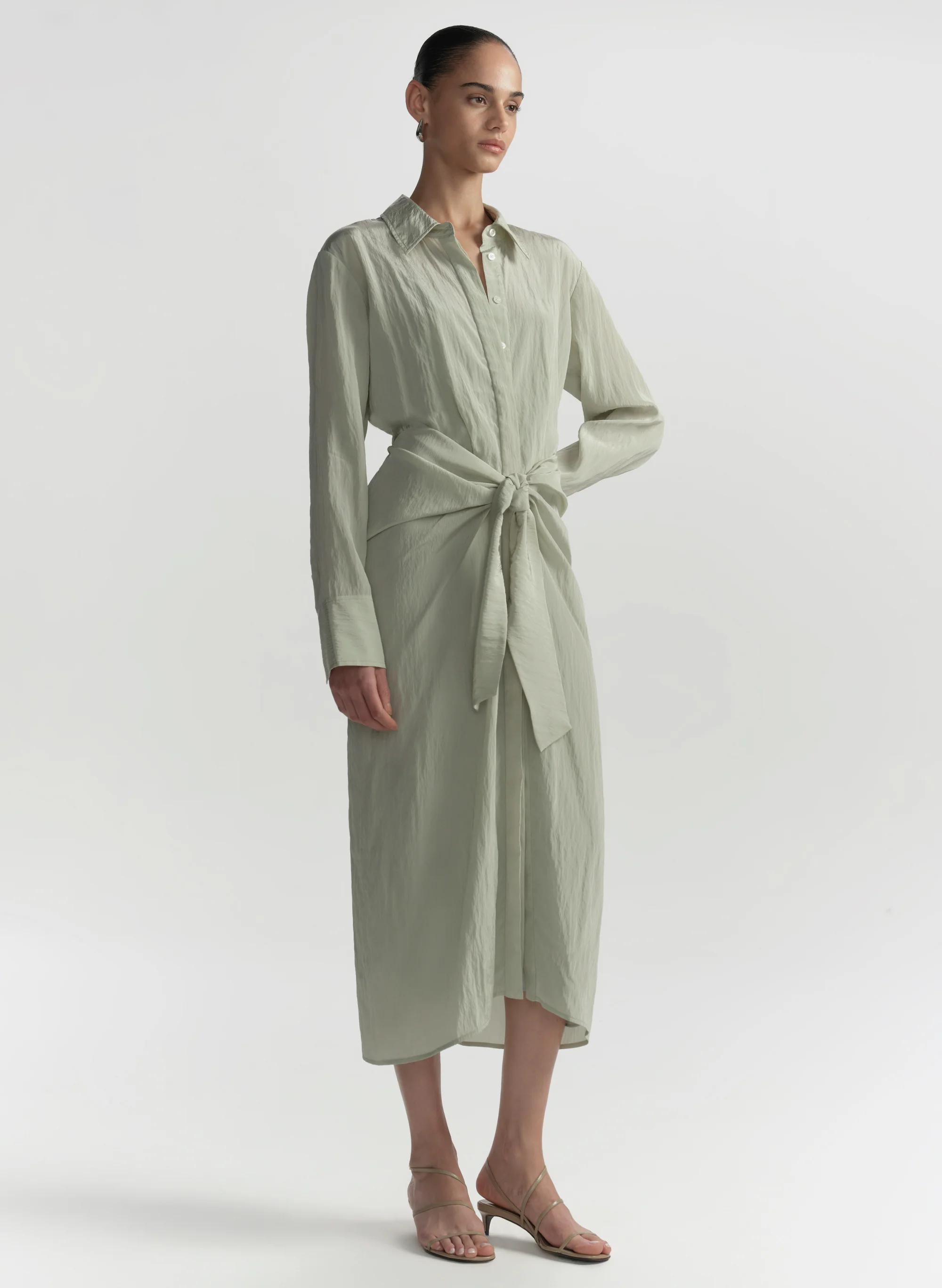 Mila Washed Taffeta Midi Shirtdress - Image 4