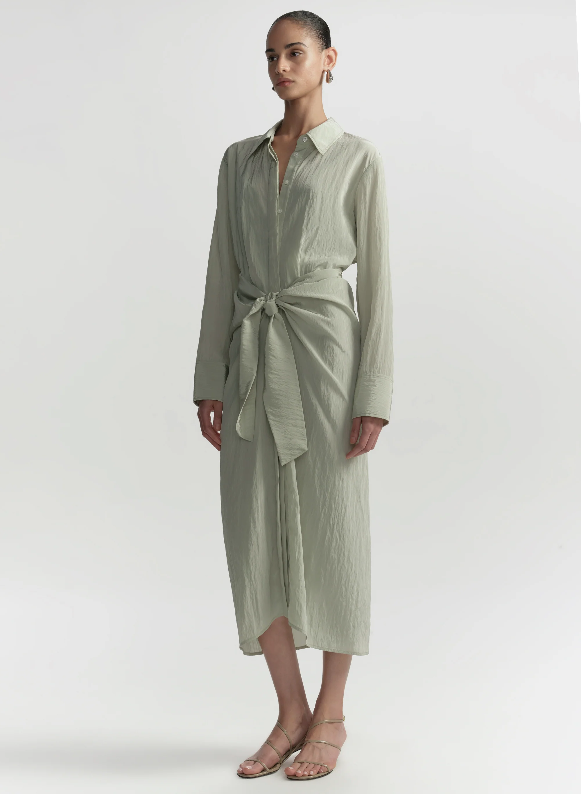 Mila Washed Taffeta Midi Shirtdress - Image 5
