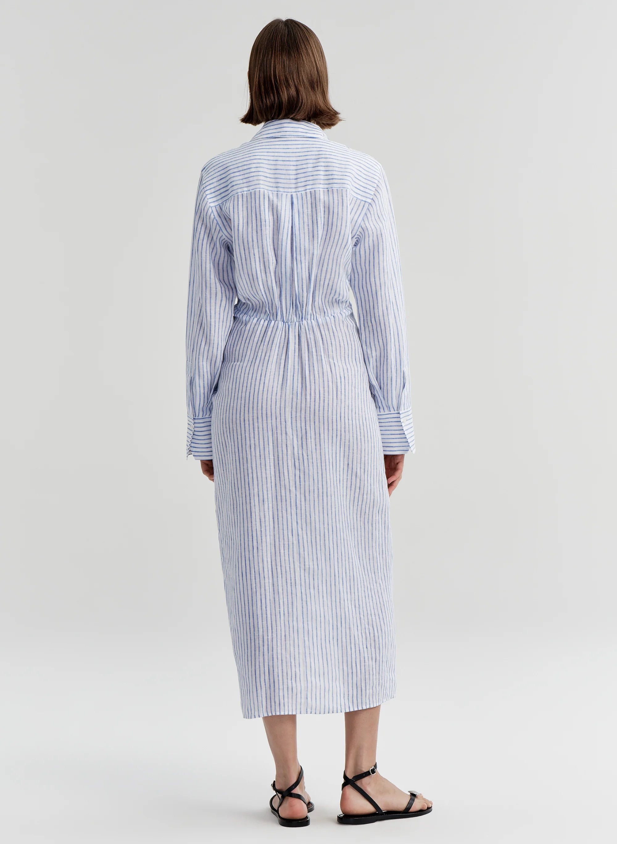 Mila Striped Linen Midi Dress - Image 6