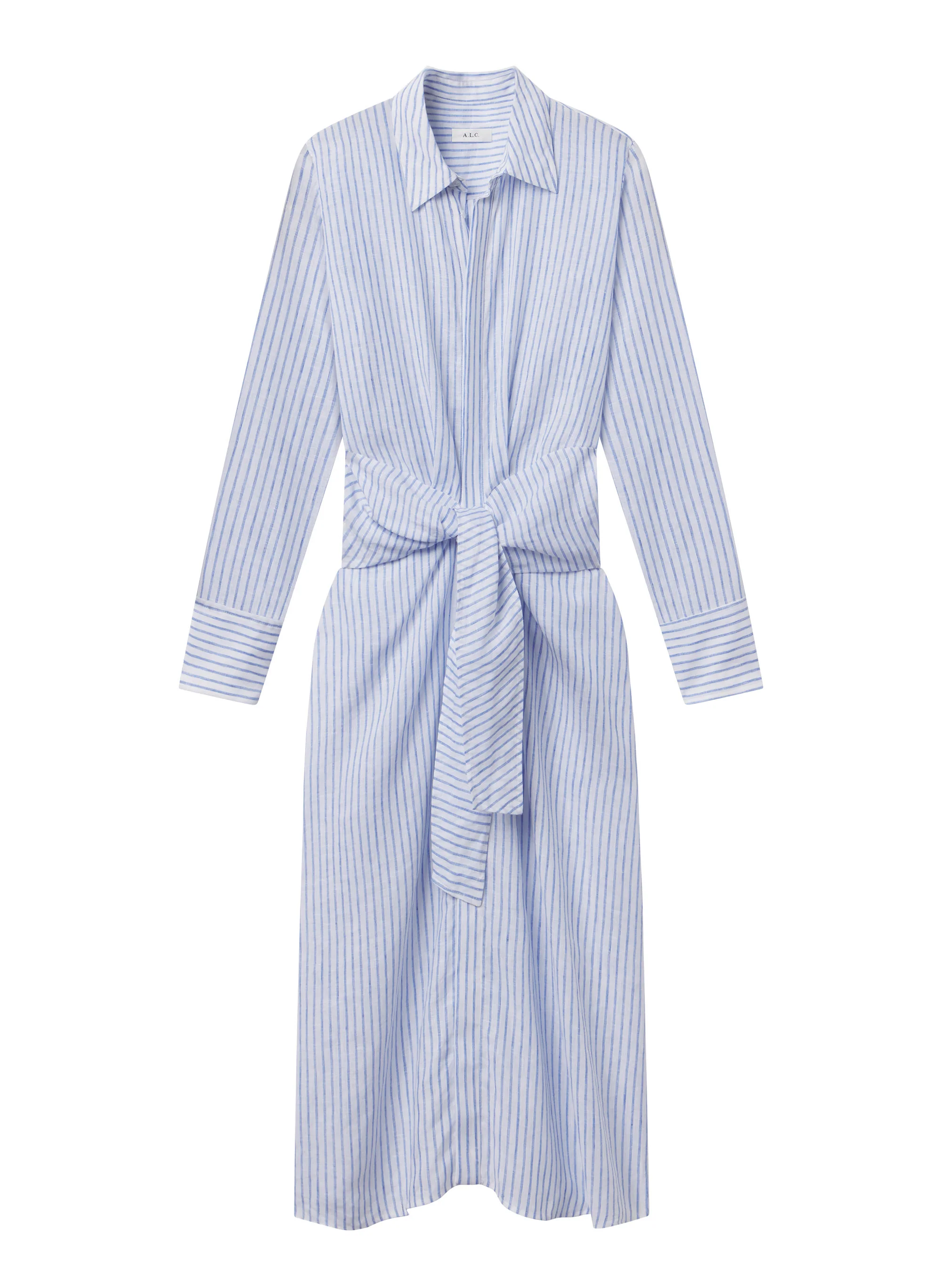 Mila Striped Linen Midi Dress - Image 7