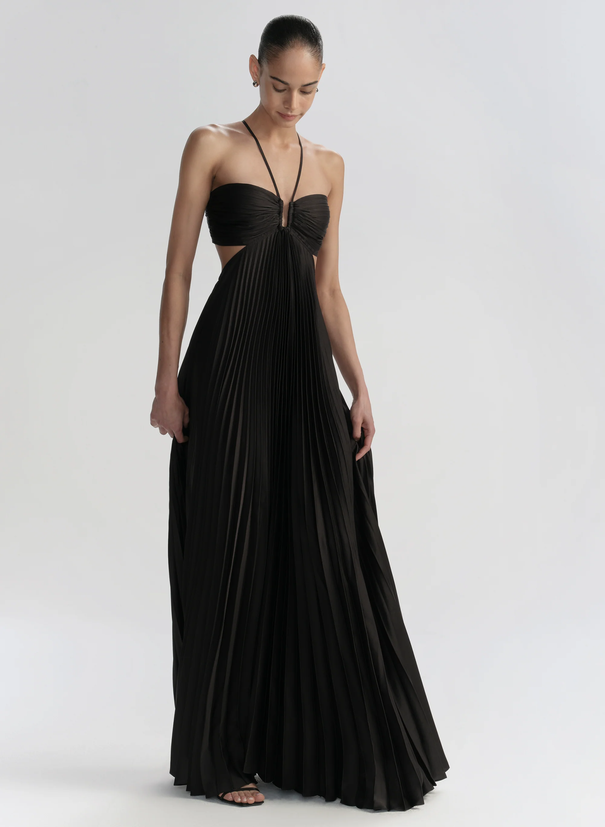 Moira Satin Pleated Maxi Dress - Image 4
