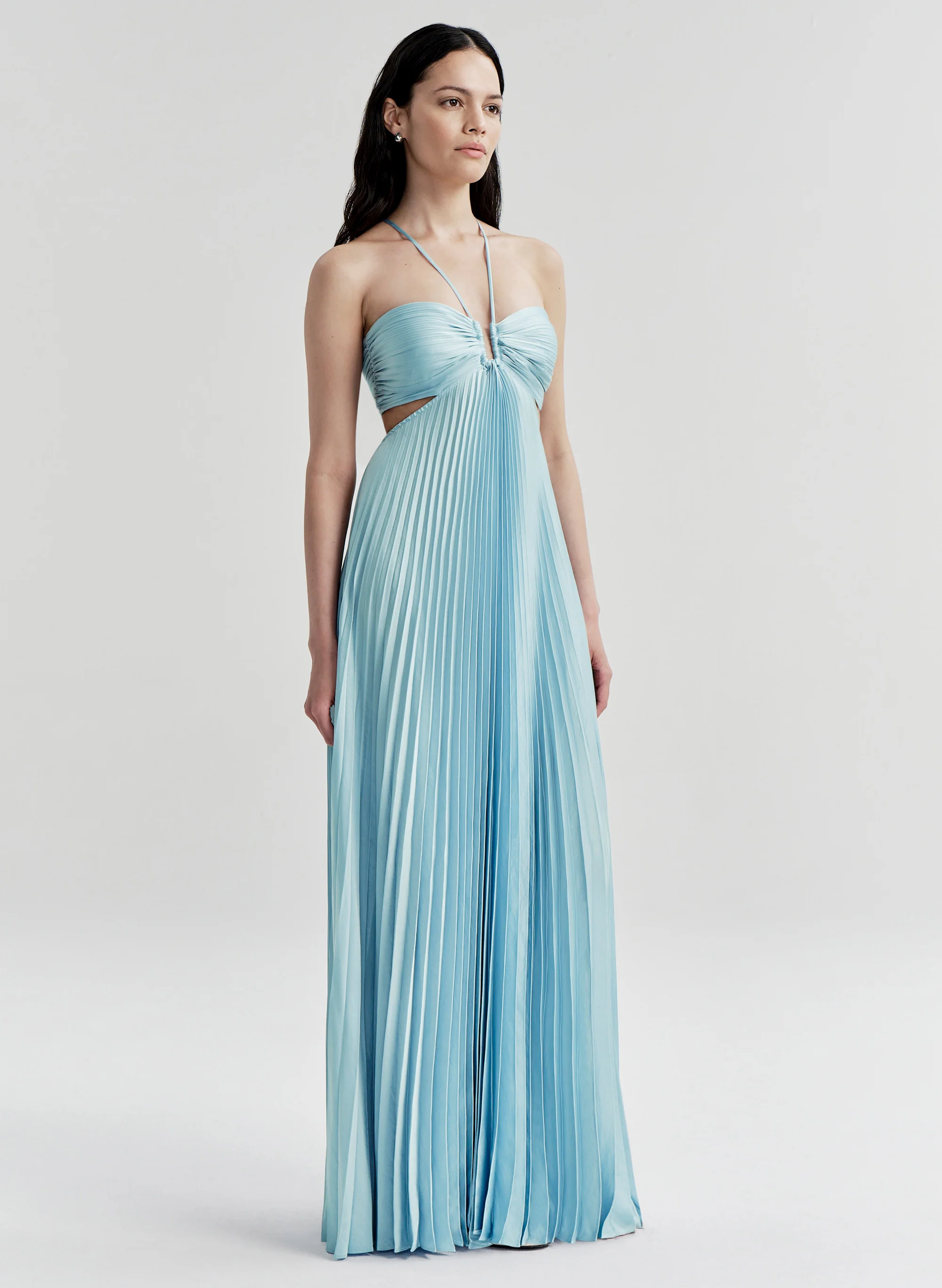 Moira Satin Pleated Maxi Dress - Image 3