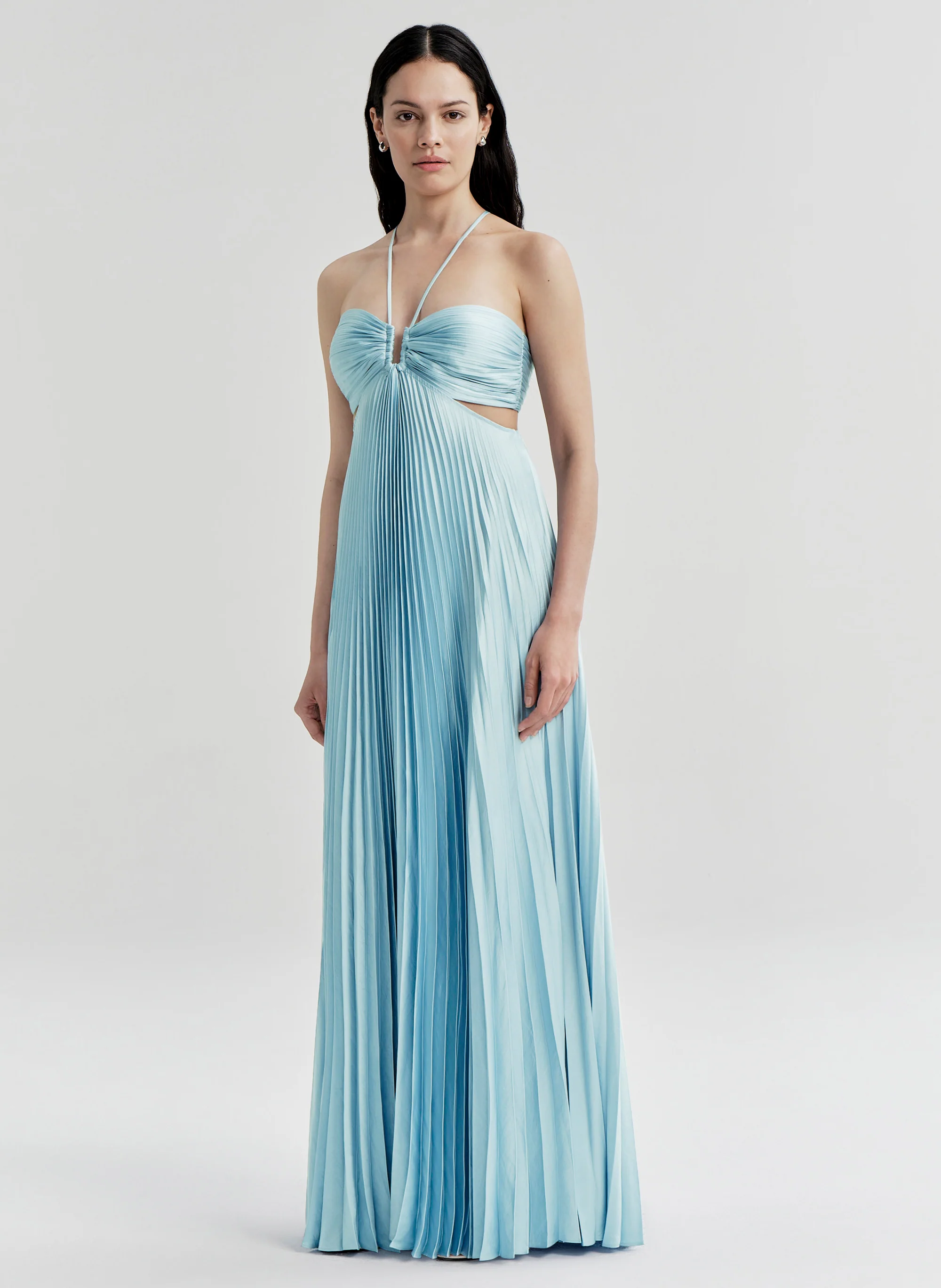 Moira Satin Pleated Maxi Dress - Image 4