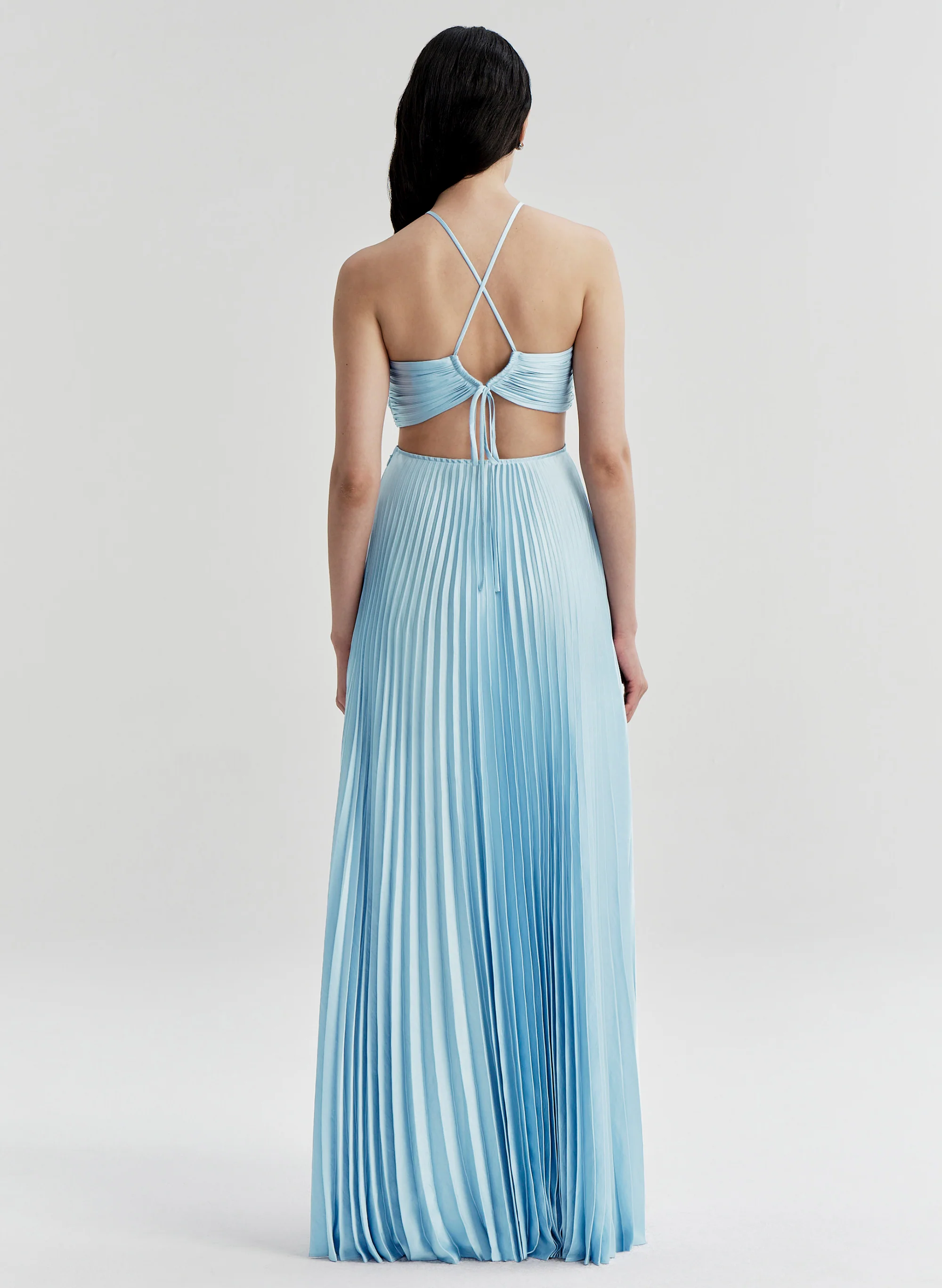 Moira Satin Pleated Maxi Dress - Image 5