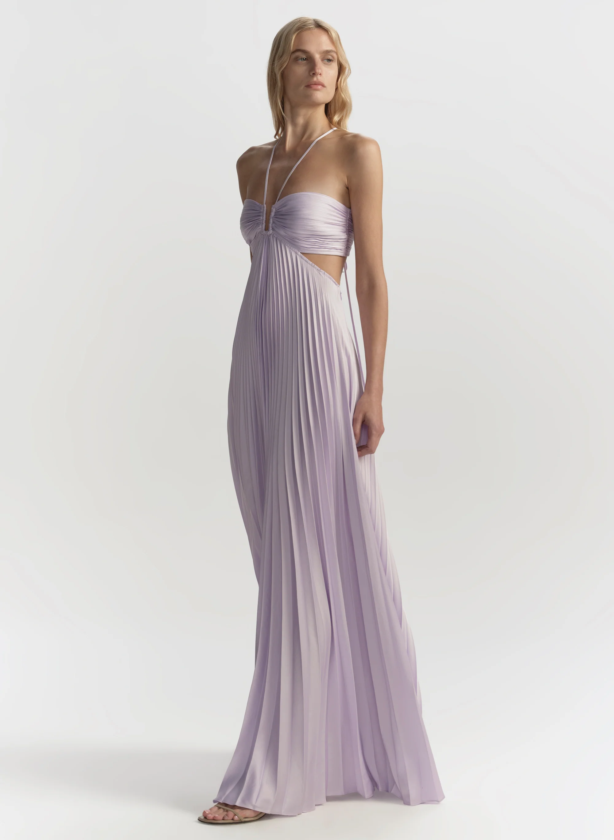 Moira Satin Pleated Maxi Dress - Image 4