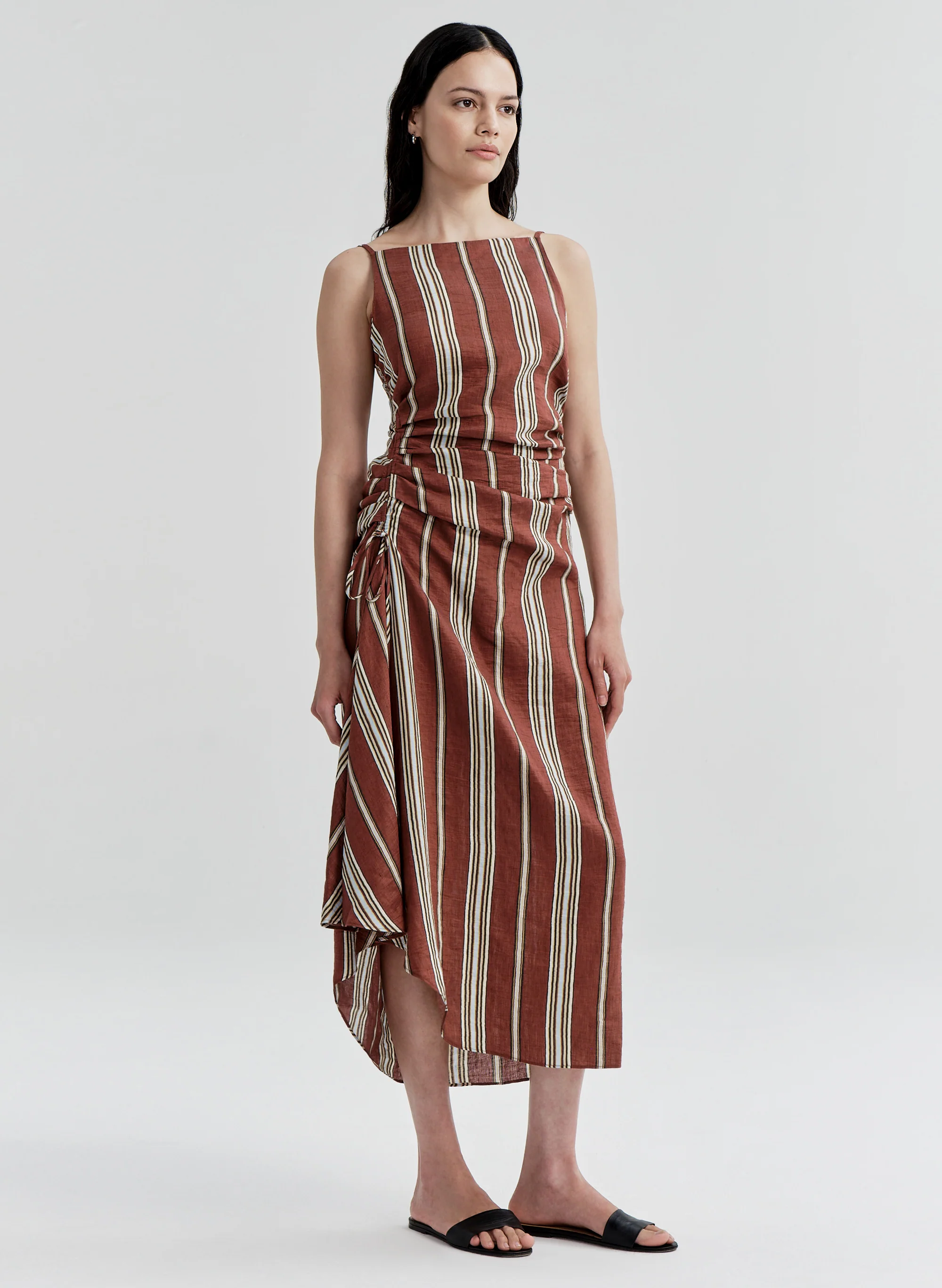 Naomi Striped Linen Midi Dress - Image 3