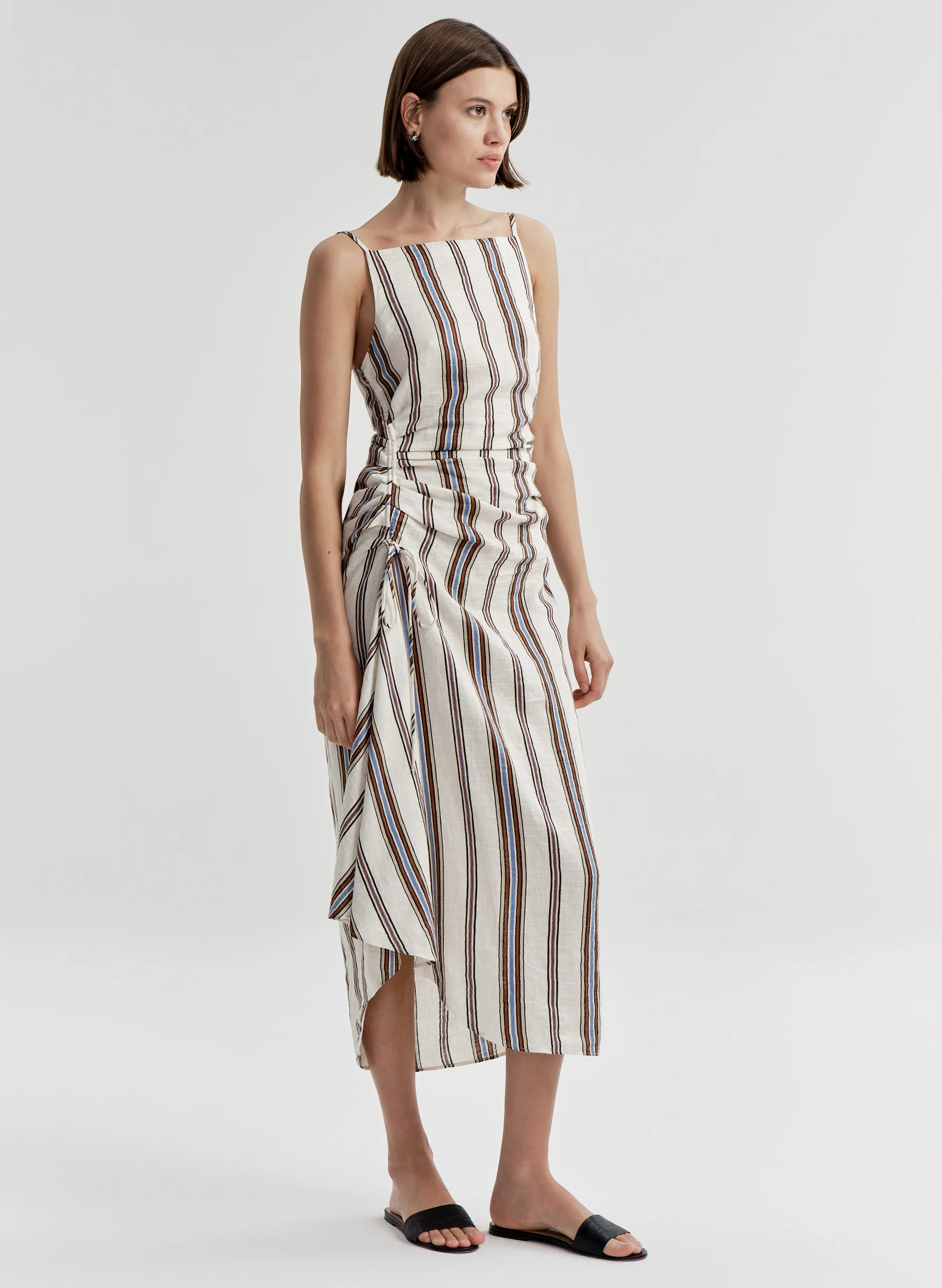 Naomi Striped Linen Midi Dress - Image 3