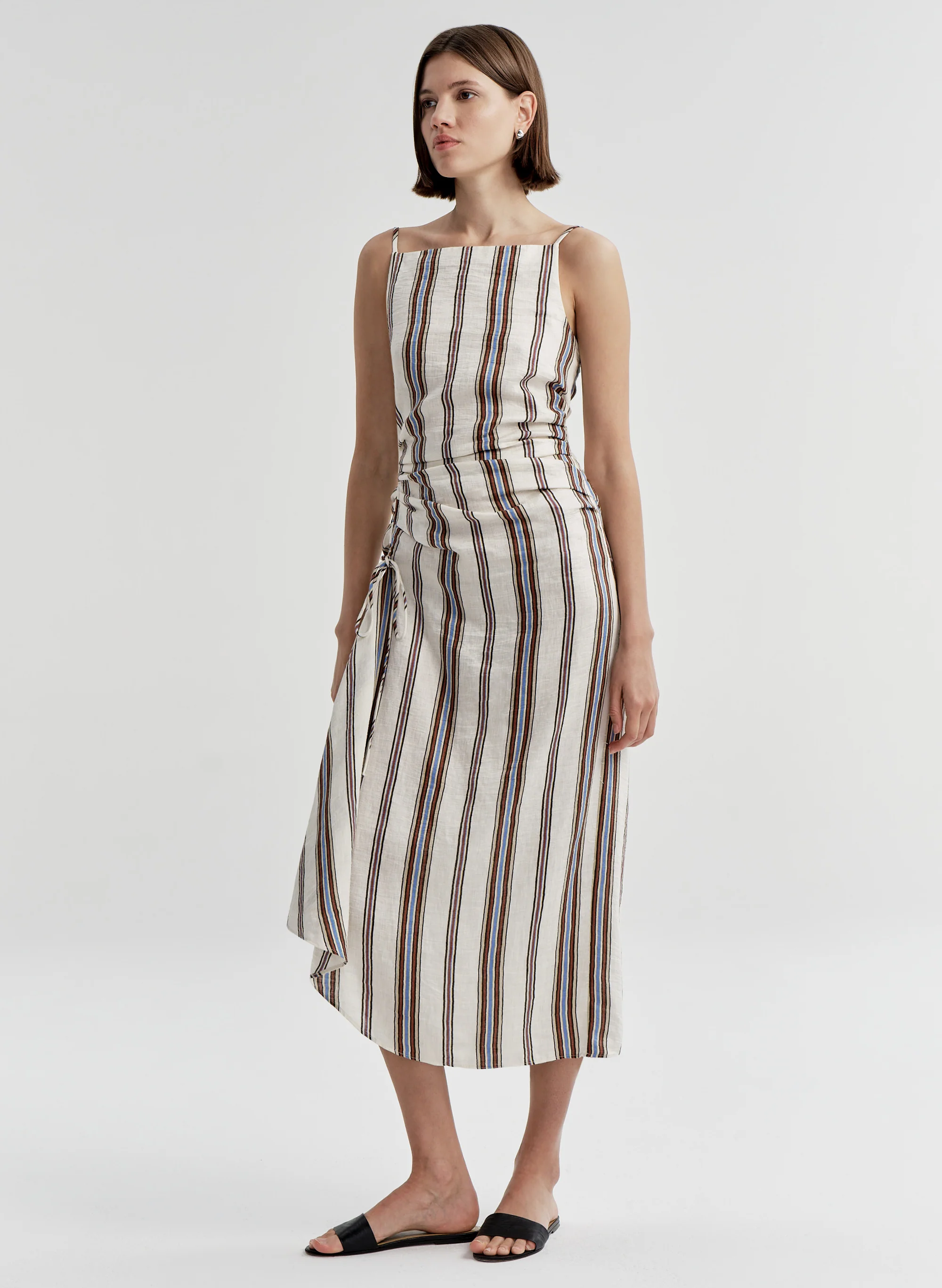 Naomi Striped Linen Midi Dress - Image 4