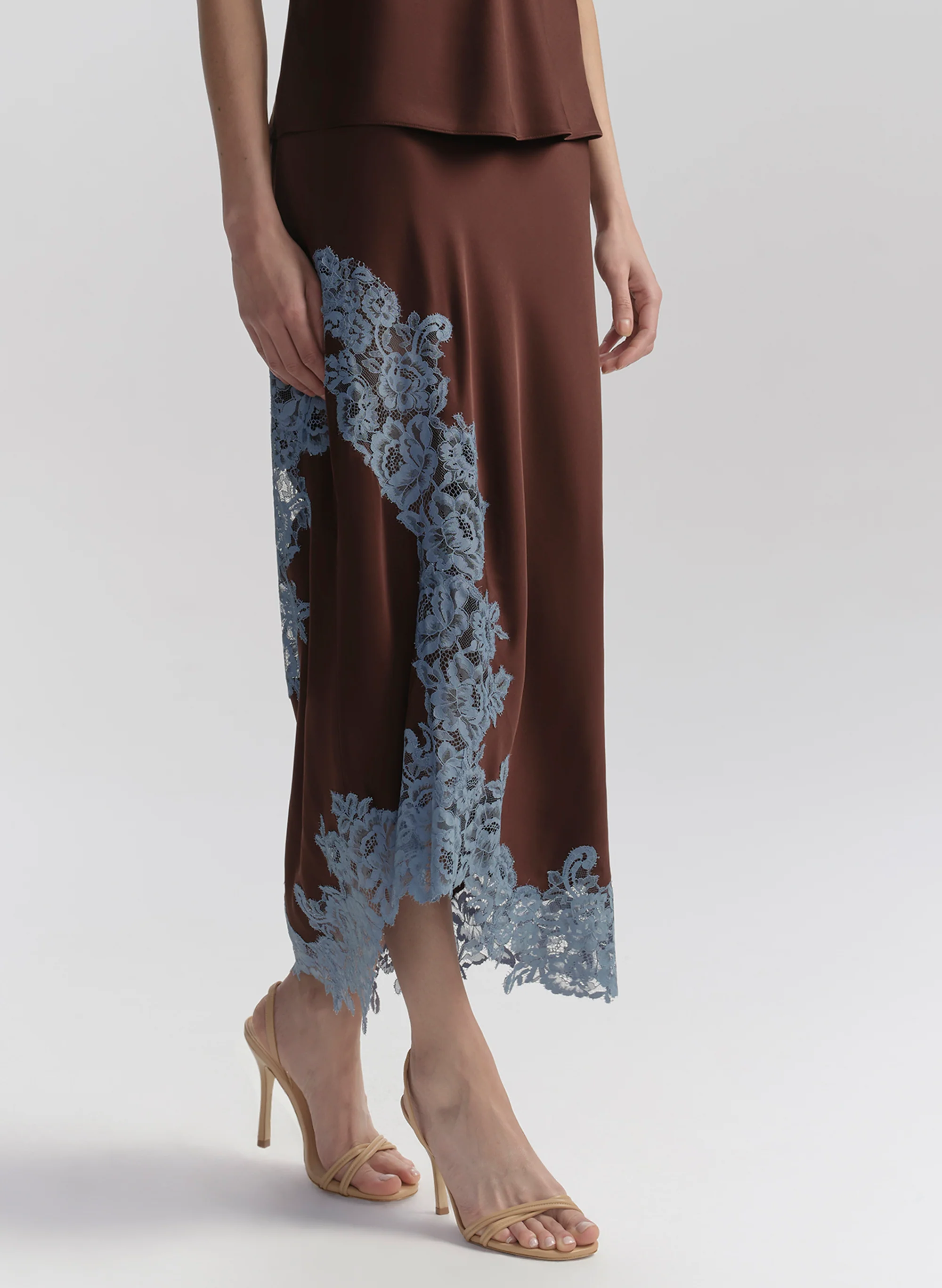 Olivia Satin and Lace Midi Skirt - Image 3