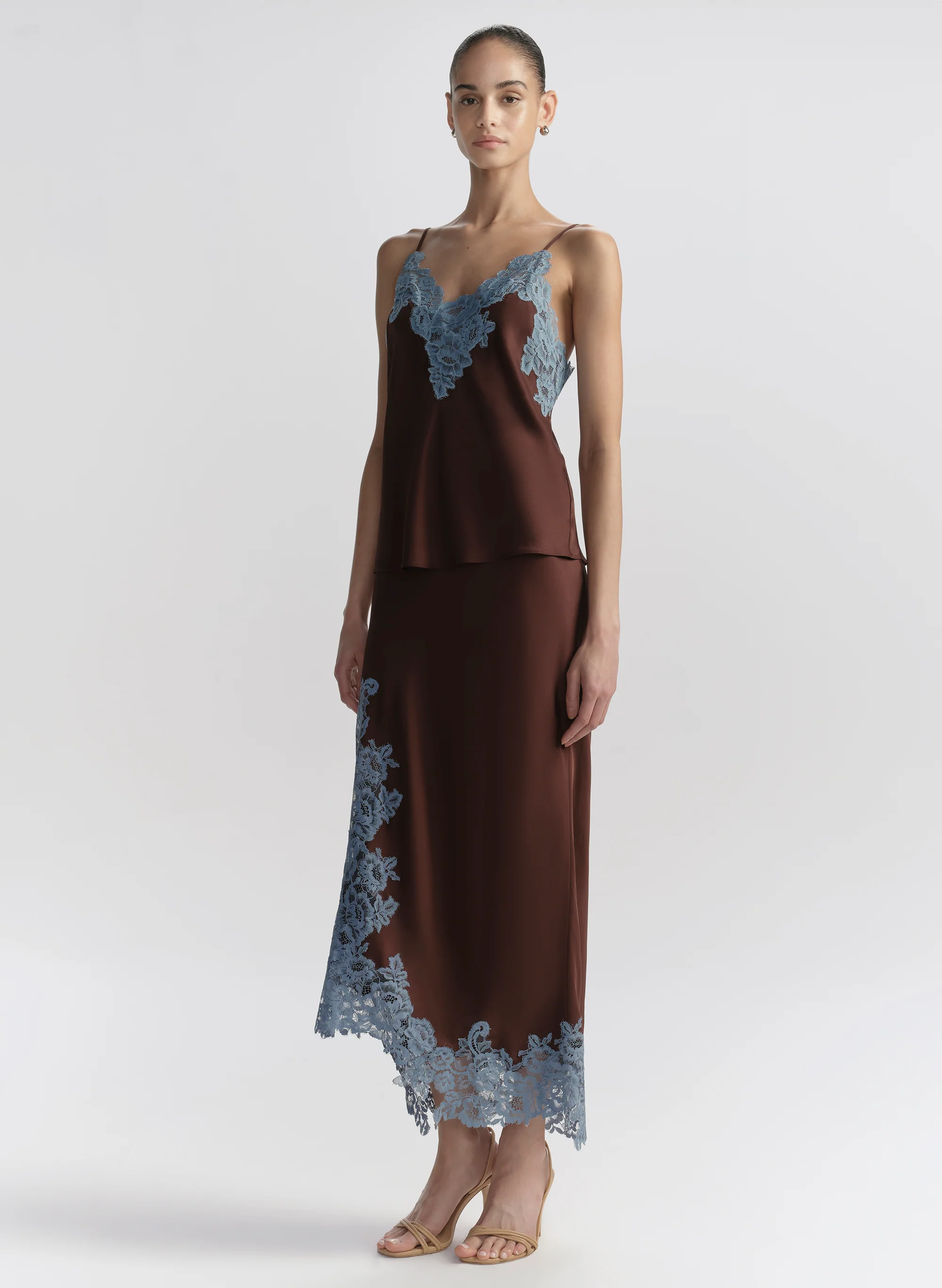 Olivia Satin and Lace Midi Skirt - Image 4