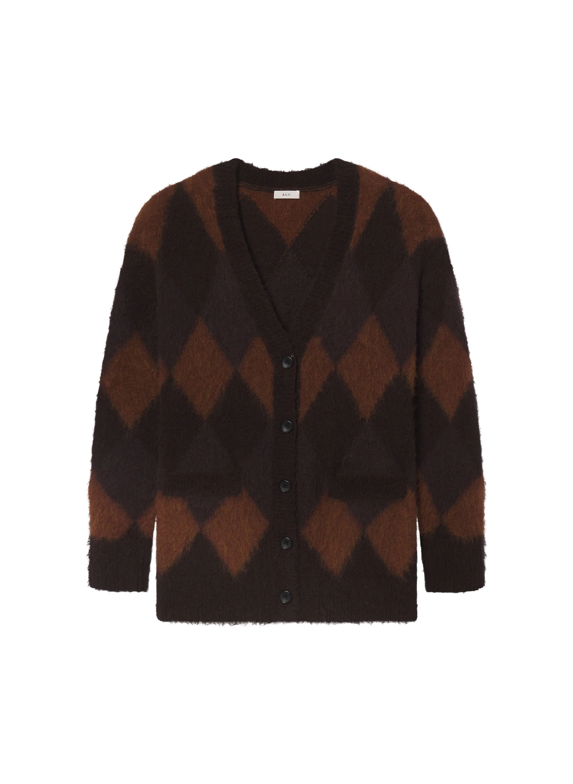 Reid Brushed Alpaca Argyle Cardigan - Image 6
