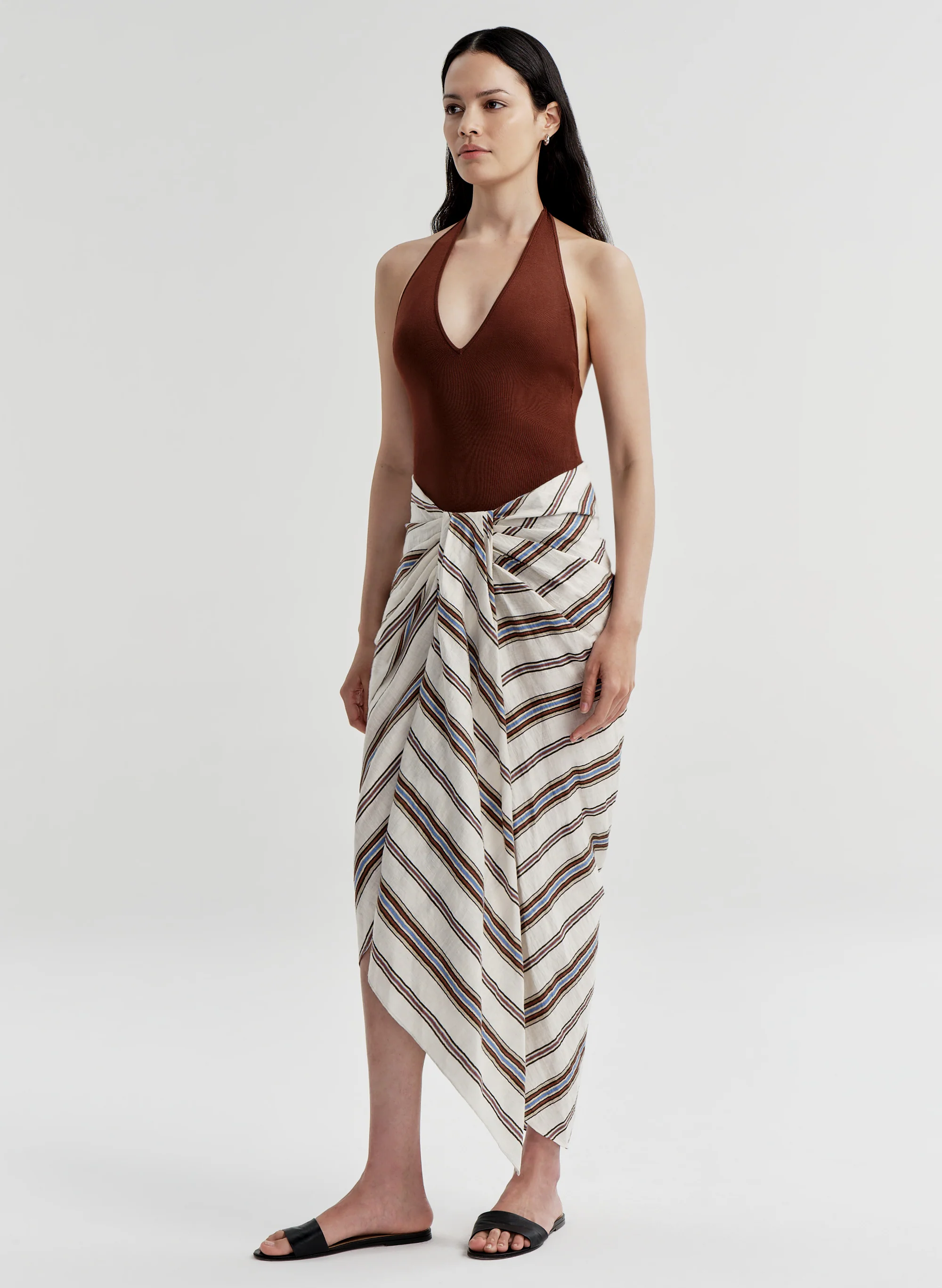 Rhodes Striped Linen Midi Skirt - Image 4