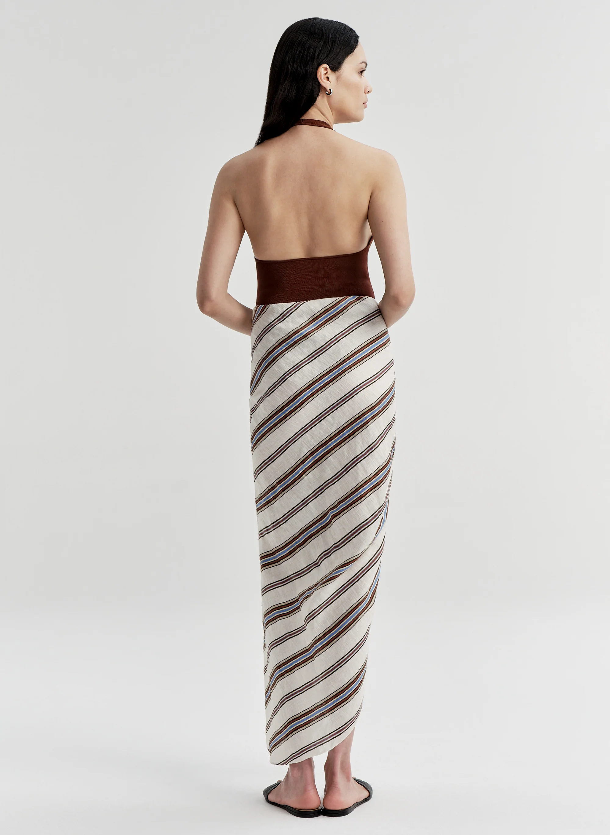 Rhodes Striped Linen Midi Skirt - Image 5
