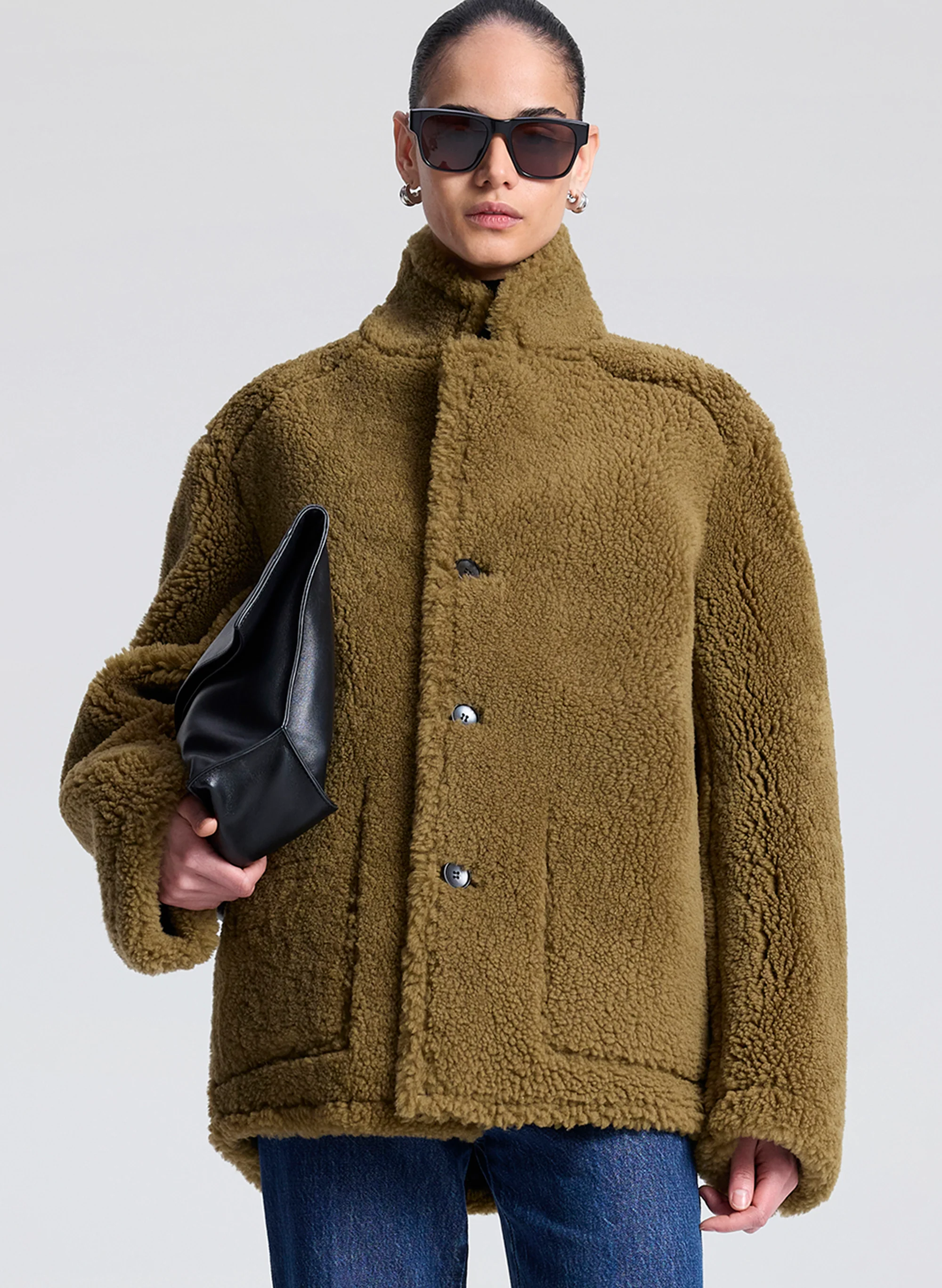 Ruth Glossy Leather and Shearling Reversible Coat - Image 2