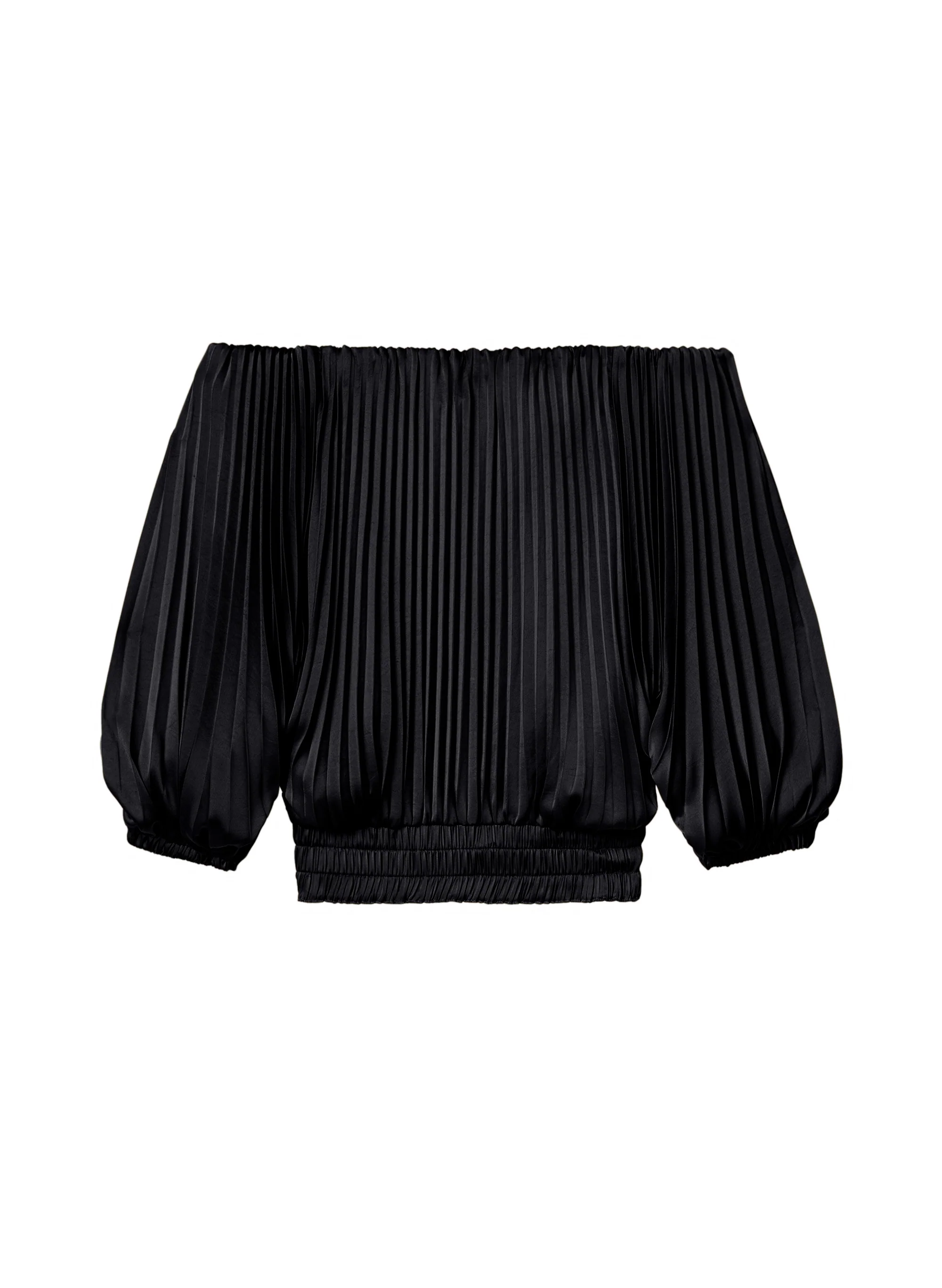 Sienna Satin Pleated Off Shoulder Top - Image 6