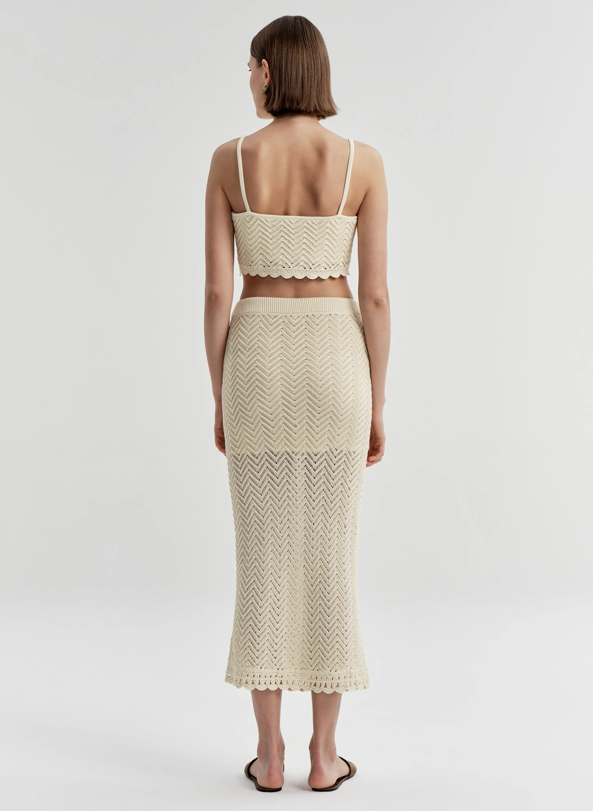 Siesta Cotton Crochet Knit Midi Skirt - Image 5