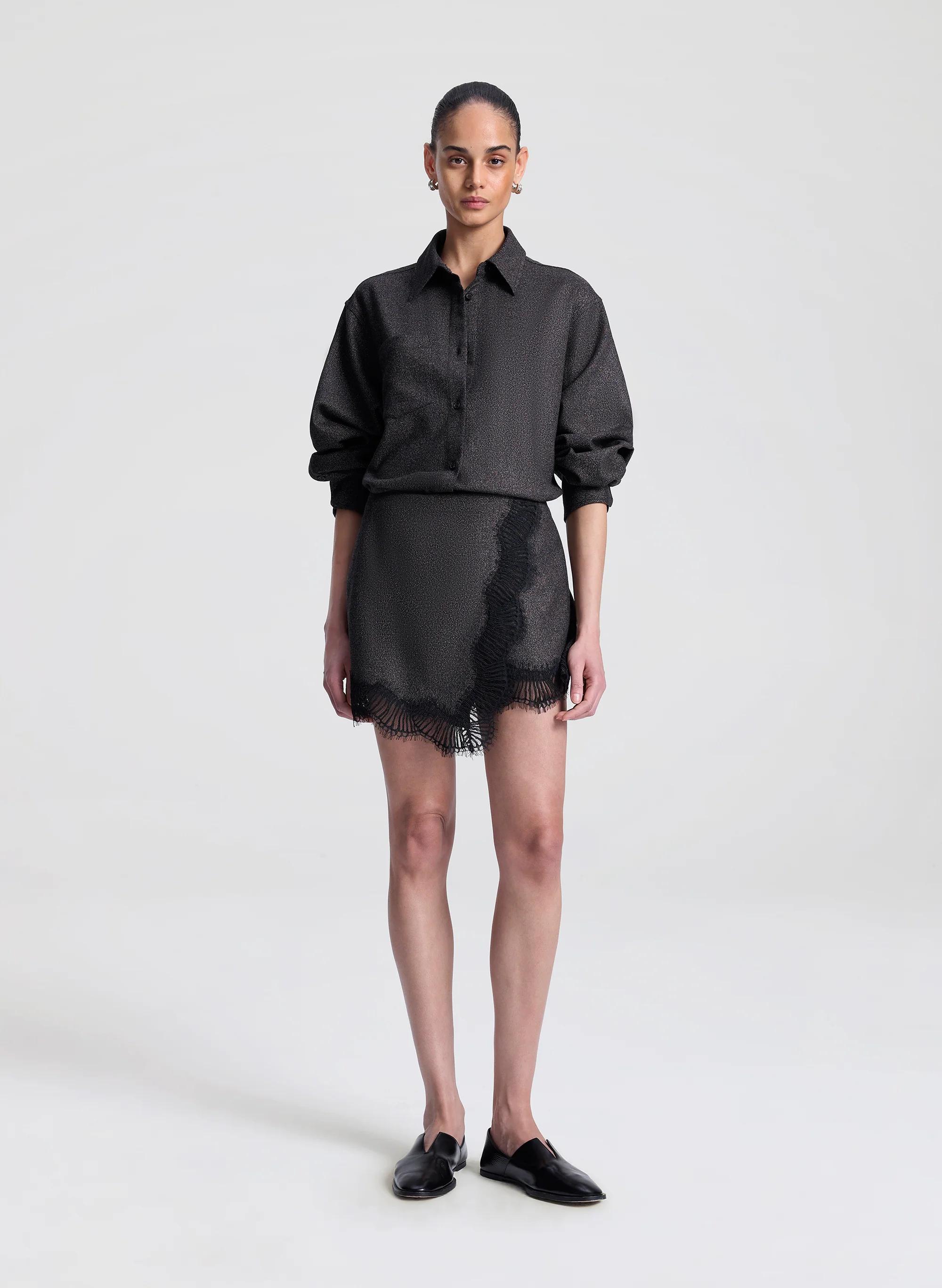 Sophia Wool Marled and Lace Mini Skirt