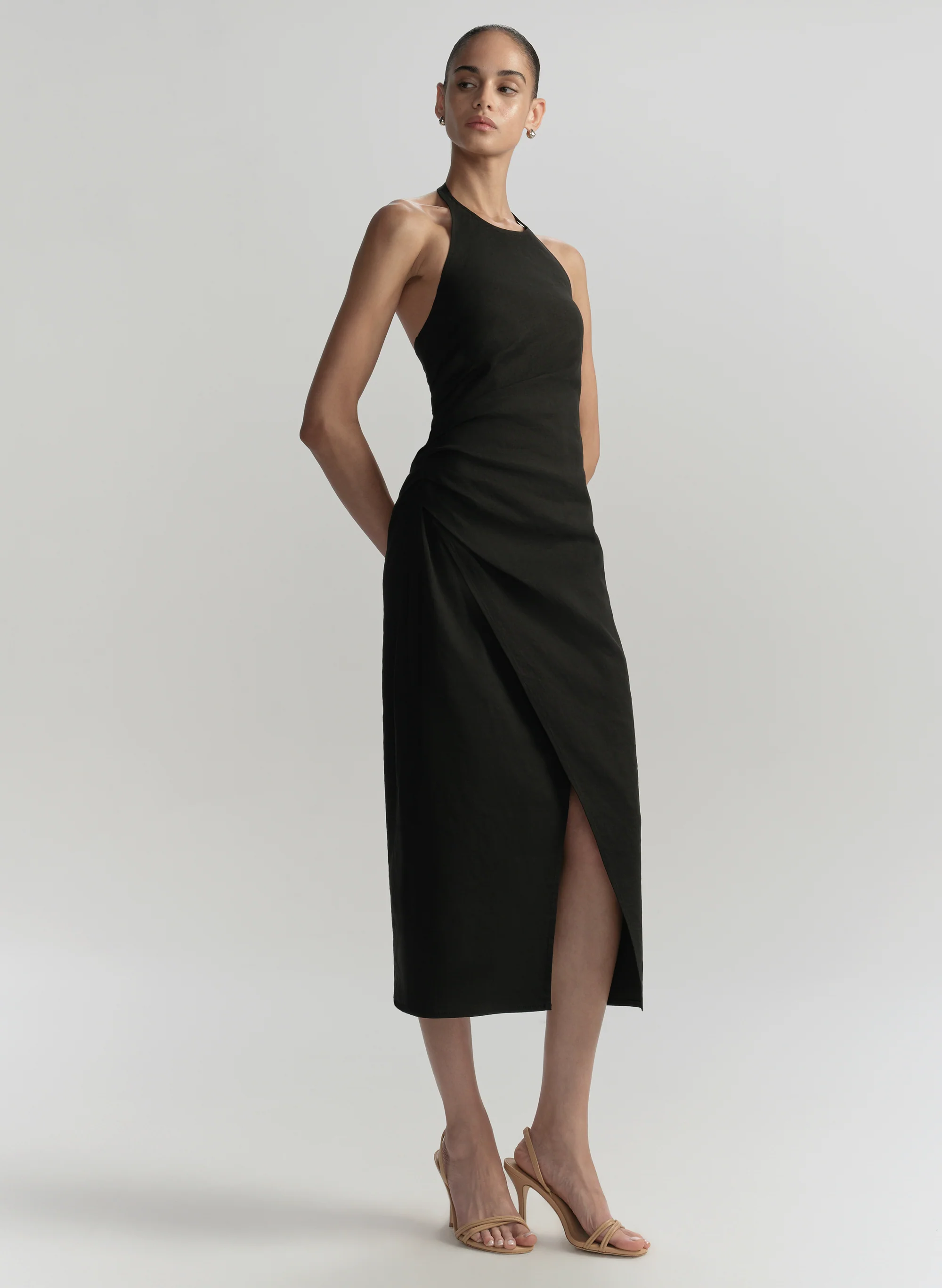 Sylvie Linen Midi Halter Dress - Image 4