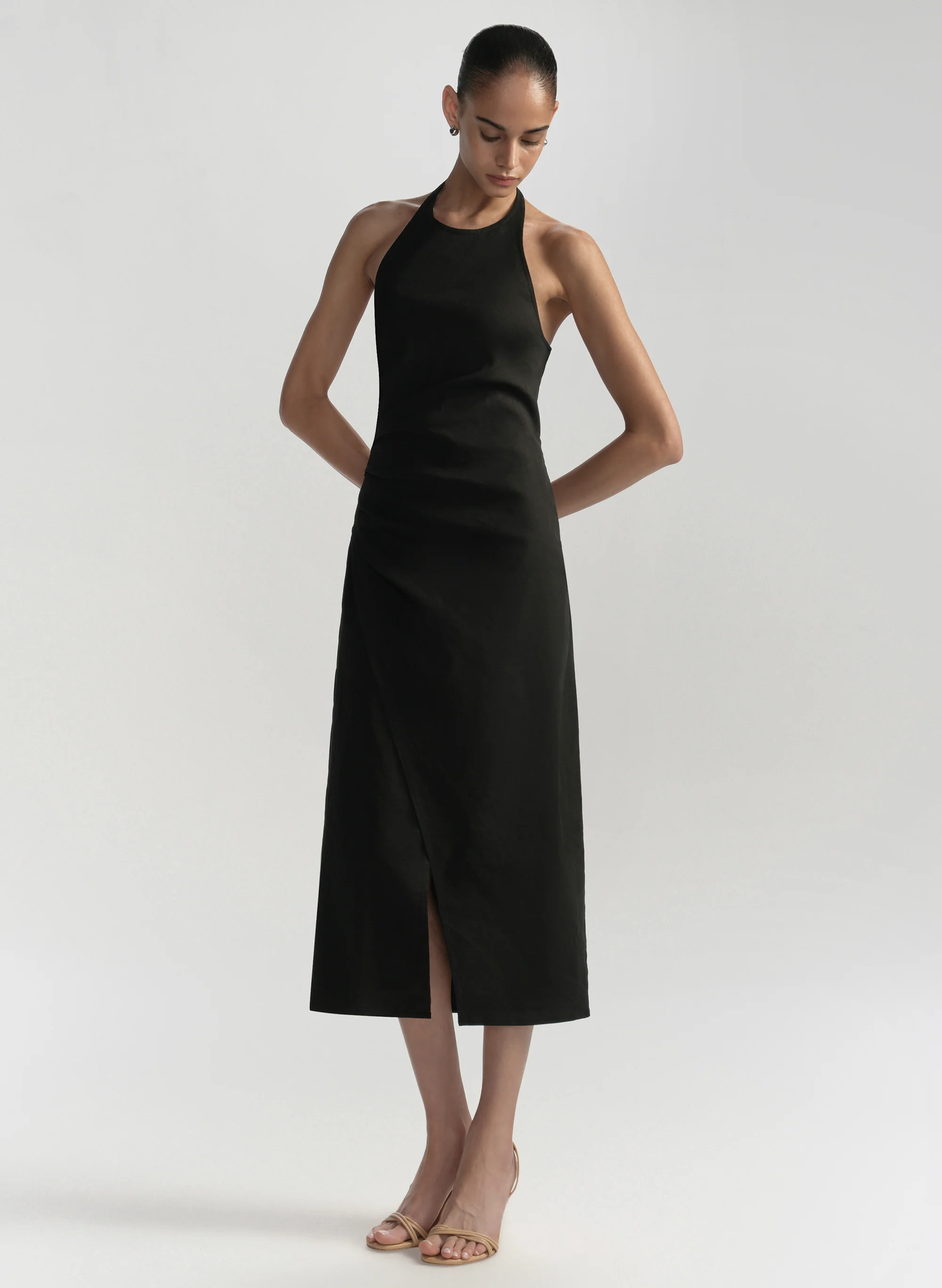 Sylvie Linen Midi Halter Dress - Image 5