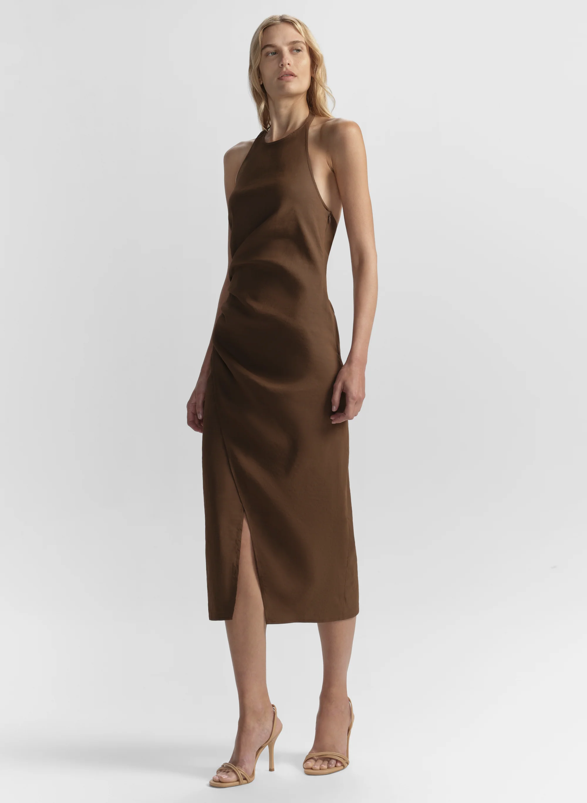 Sylvie Linen Midi Halter Dress - Image 4