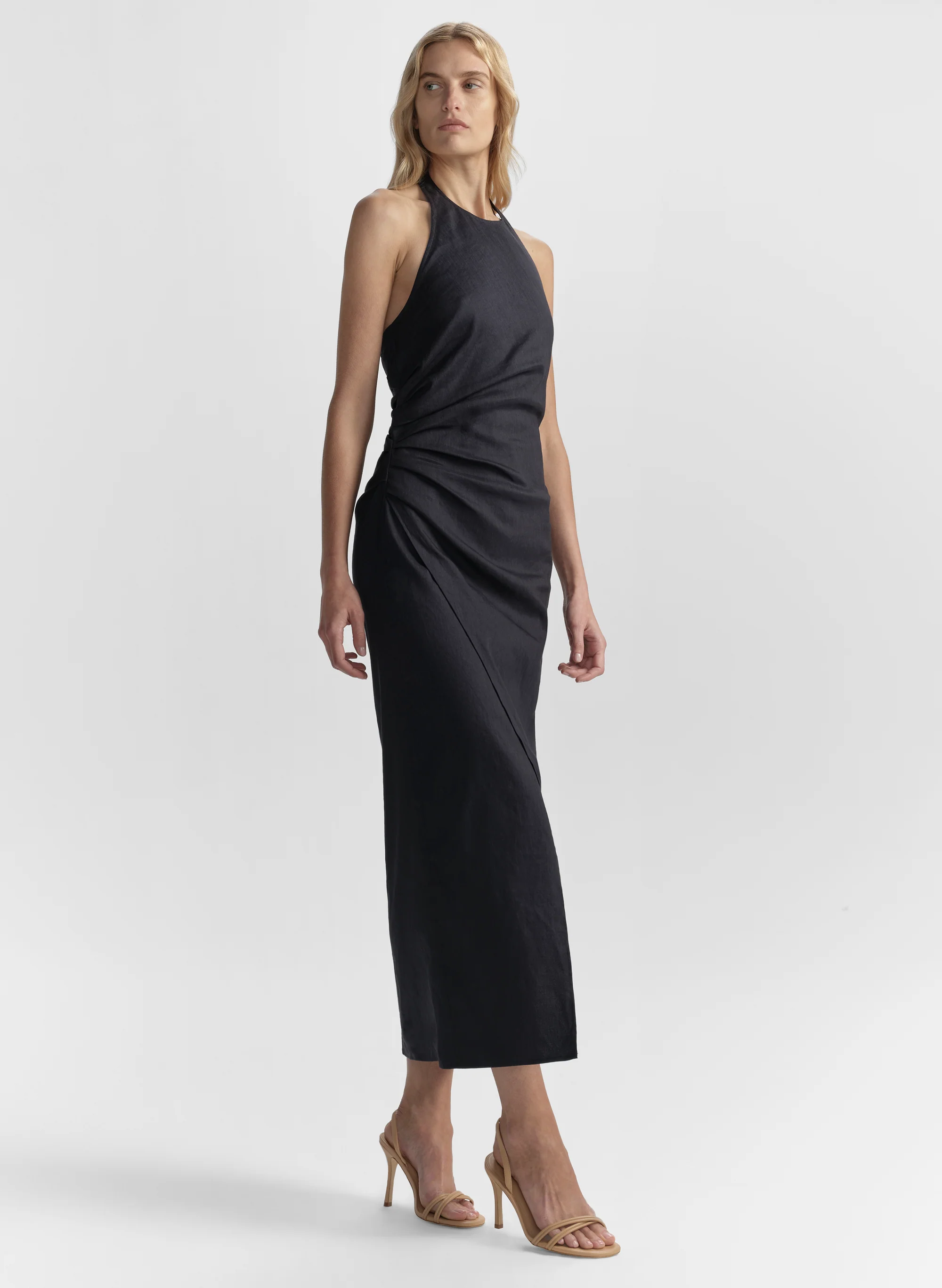 Sylvie Linen Midi Halter Dress - Image 4