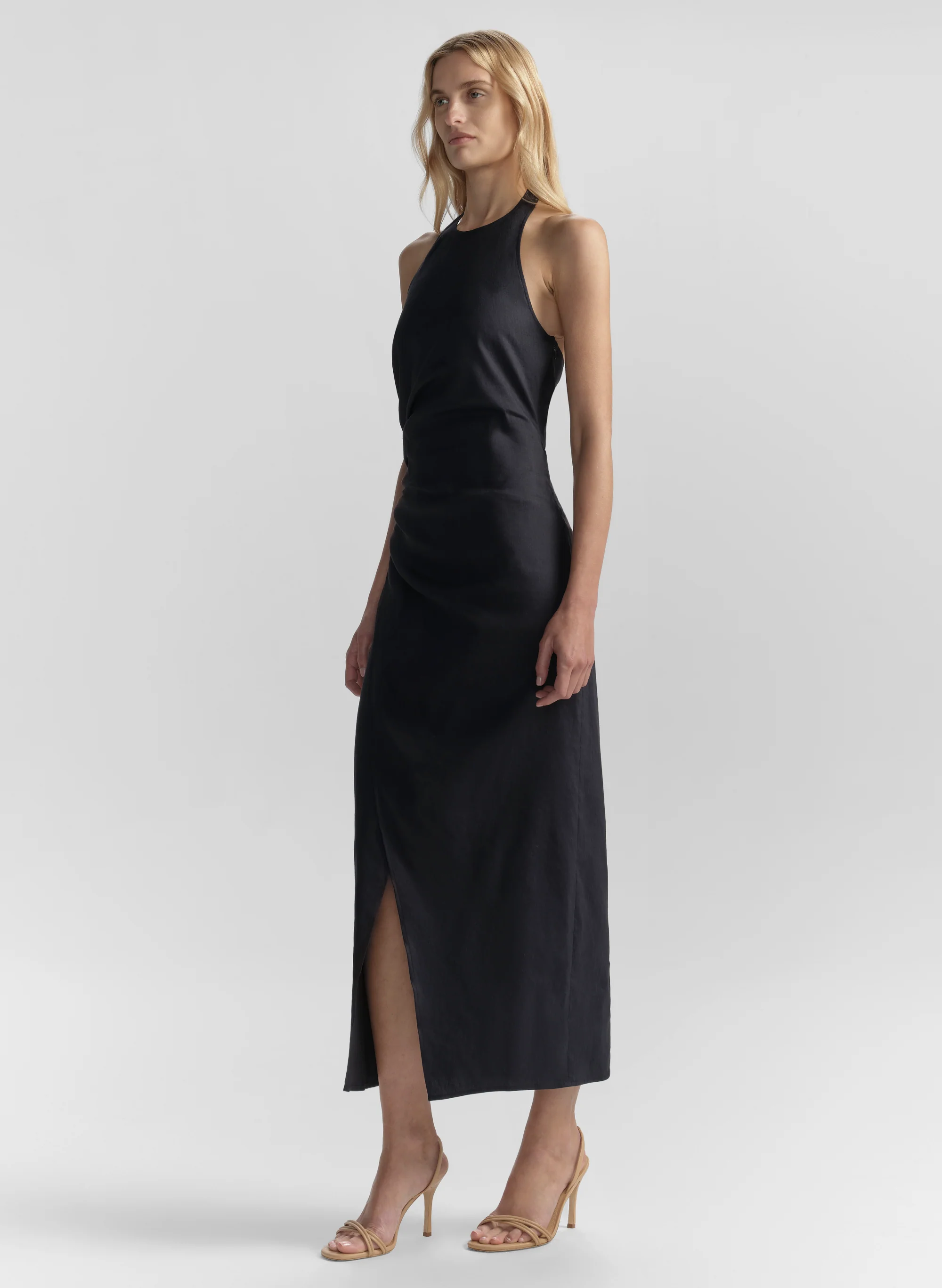 Sylvie Linen Midi Halter Dress - Image 5