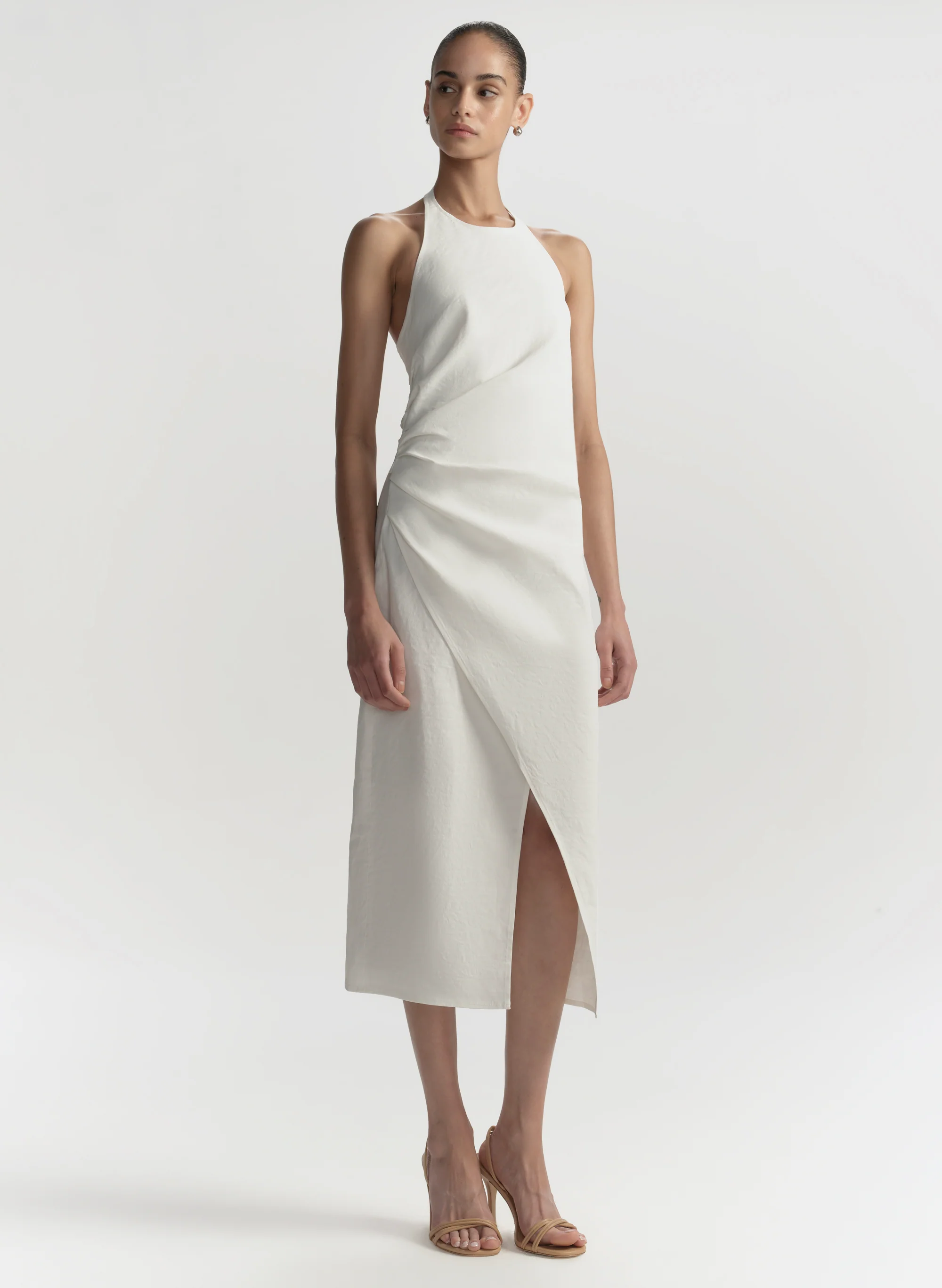 Sylvie Linen Midi Halter Dress - Image 4